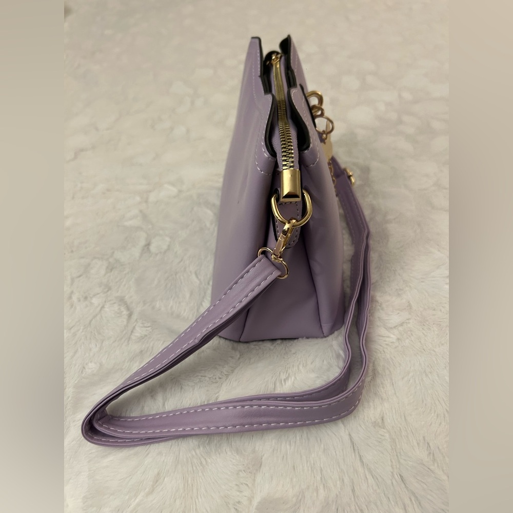 Lavender Crossbody Bag with Butterfly Charm - small & cute! Check the back - Picture 2 of 7